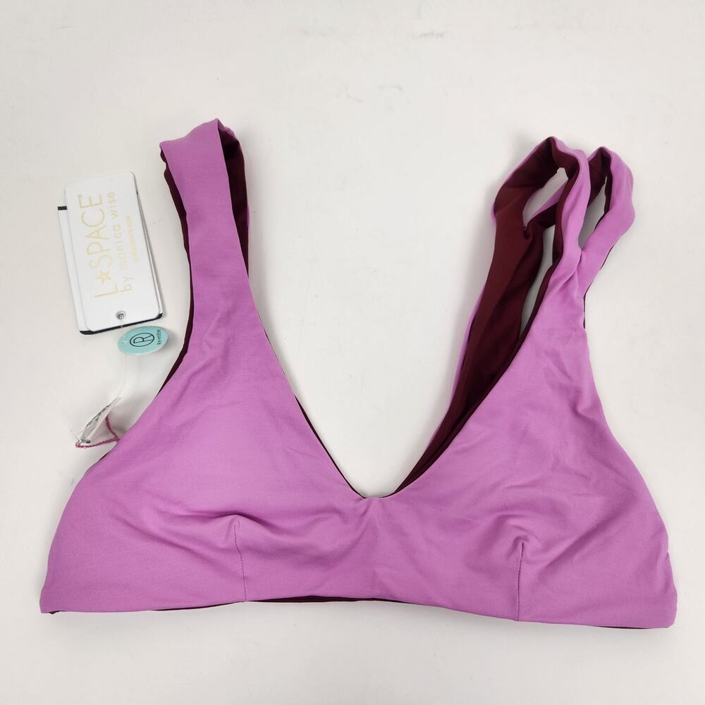 L*Space One Wave Reversible Bikini Top in Pink Burgundy Size Small NWT